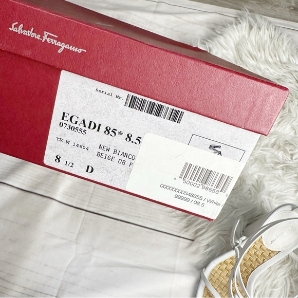 🆕 Salvatore‎ Ferragamo Egadi 85 Leather Sandal in White Size 8.5 - Picture 3 of 11
